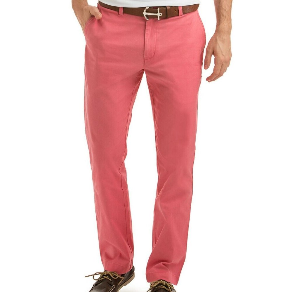Vineyard Vines Breaker Chino Pants Mens Lobster Reef Coral Pink 32 x 32